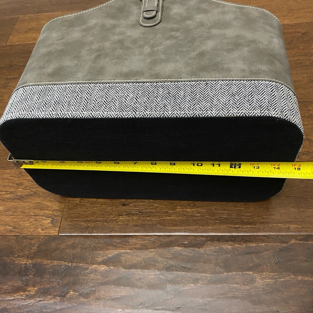 Gray Faux Leather Tweed Magazine Holder Storage Bin Basket Home Decor - Picture 7 of 9